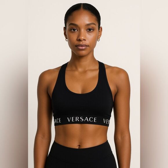 VERSACE Black Logo Sports Bra - Picture 6 of 6